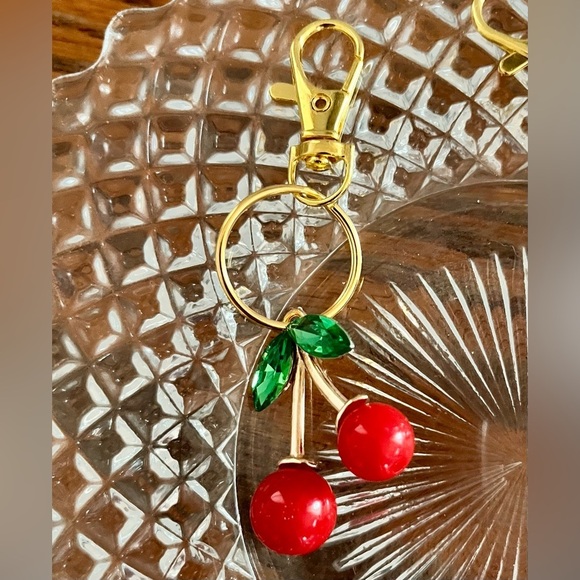 Set of 3 Three Handmade Cherry Bag Purse Phone Backpack Charms Zipper Pulls Key - Picture 10 of 11